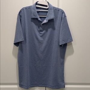 Peter Millar Ballad Performance Jersey Polo, Blue Striped, Large